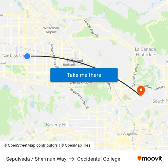 Sepulveda / Sherman Way to Occidental College map