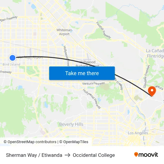 Sherman Way / Etiwanda to Occidental College map