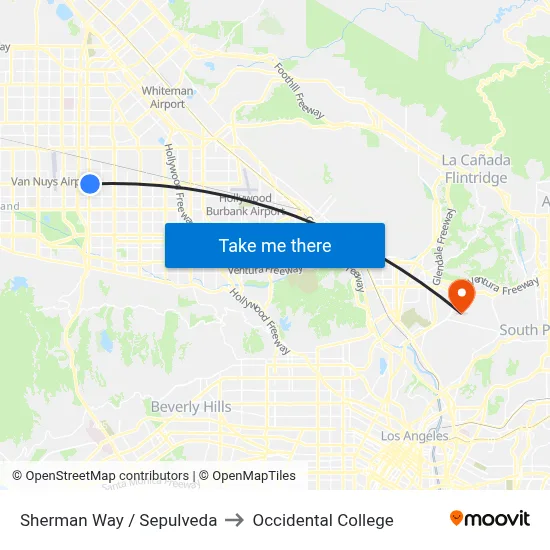 Sherman Way / Sepulveda to Occidental College map