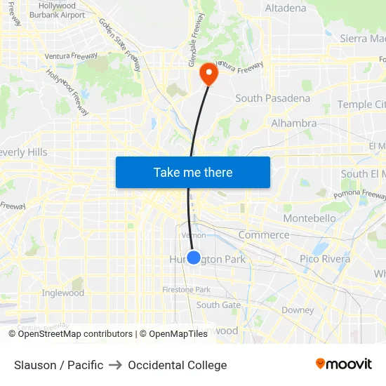 Slauson / Pacific to Occidental College map