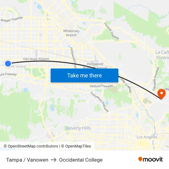 Tampa / Vanowen to Occidental College map