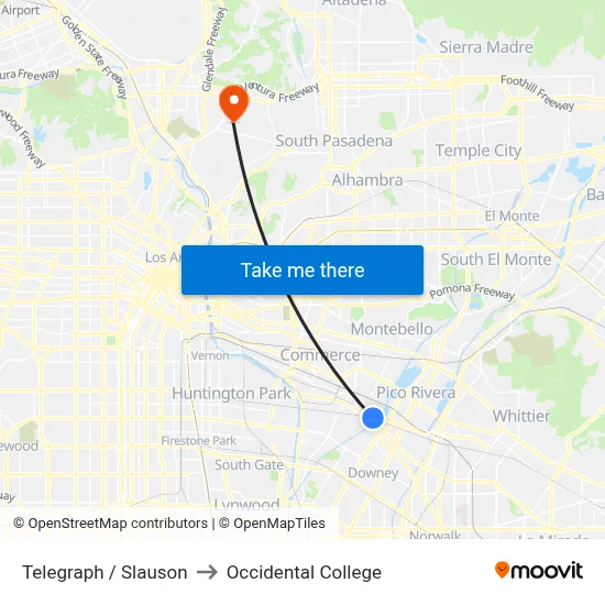 Telegraph / Slauson to Occidental College map