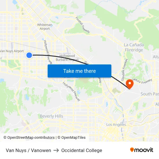 Van Nuys / Vanowen to Occidental College map