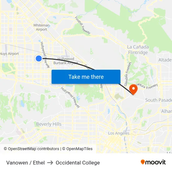 Vanowen / Ethel to Occidental College map