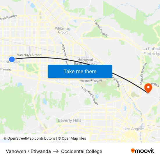 Vanowen / Etiwanda to Occidental College map
