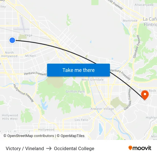 Victory / Vineland to Occidental College map