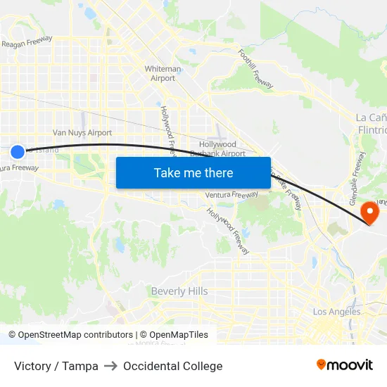 Victory / Tampa to Occidental College map