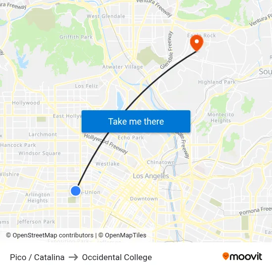 Pico / Catalina to Occidental College map