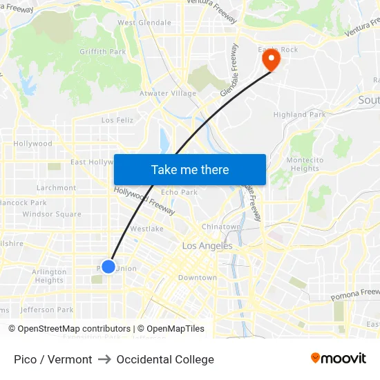 Pico / Vermont to Occidental College map