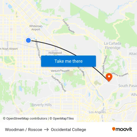 Woodman / Roscoe to Occidental College map