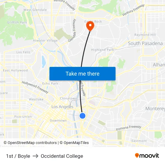 1st / Boyle to Occidental College map