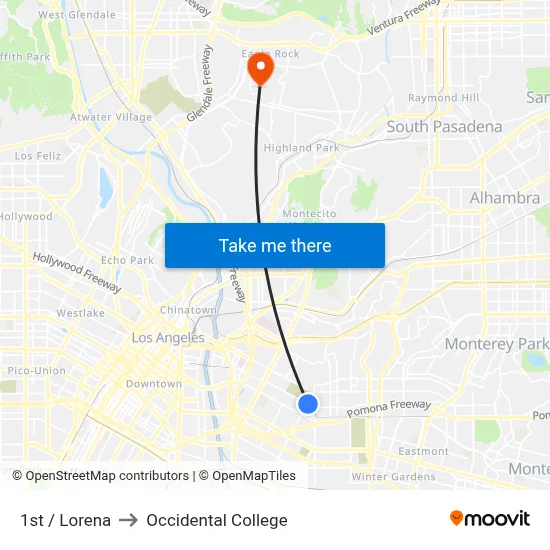 1st / Lorena to Occidental College map