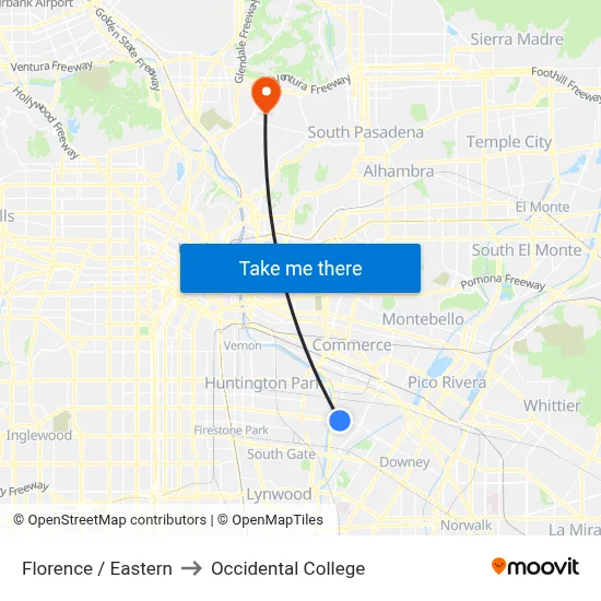 Florence / Eastern to Occidental College map