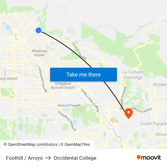 Foothill / Arroyo to Occidental College map