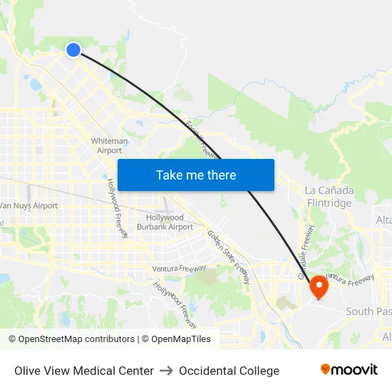 Olive View Medical Center to Occidental College map