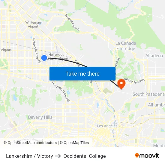 Lankershim / Victory to Occidental College map