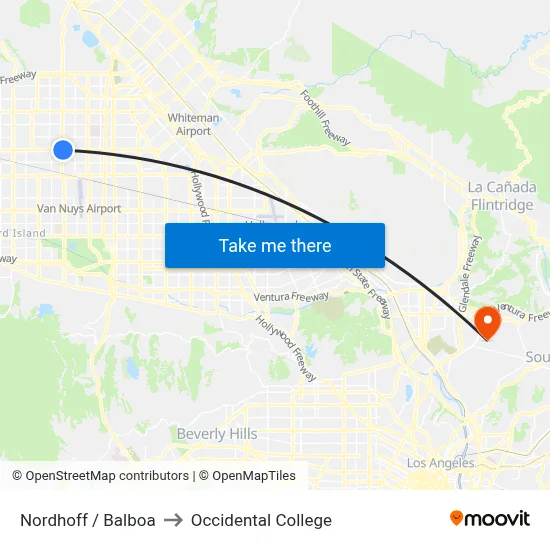 Nordhoff / Balboa to Occidental College map