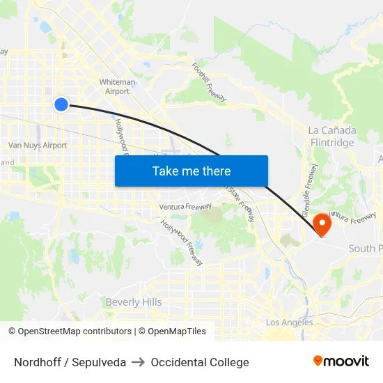 Nordhoff / Sepulveda to Occidental College map