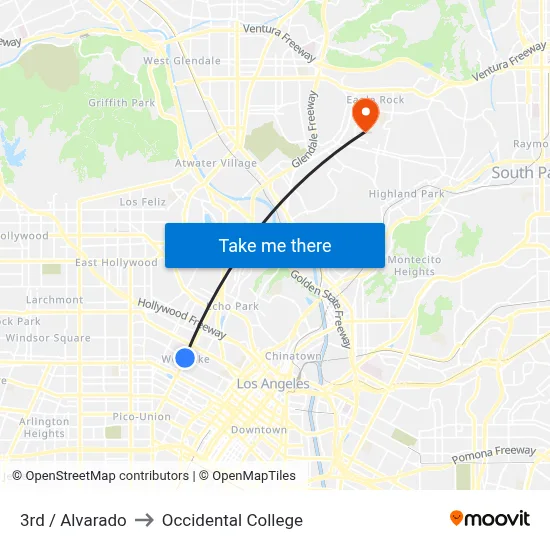 3rd / Alvarado to Occidental College map