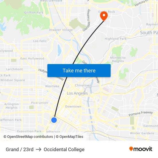 Grand / 23rd to Occidental College map