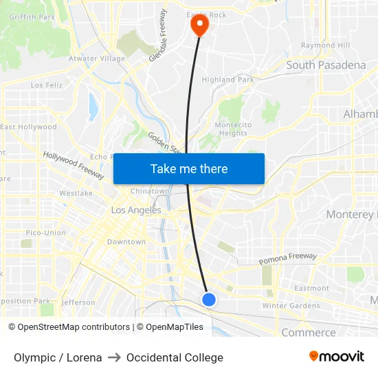 Olympic / Lorena to Occidental College map
