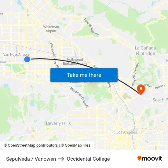 Sepulveda / Vanowen to Occidental College map