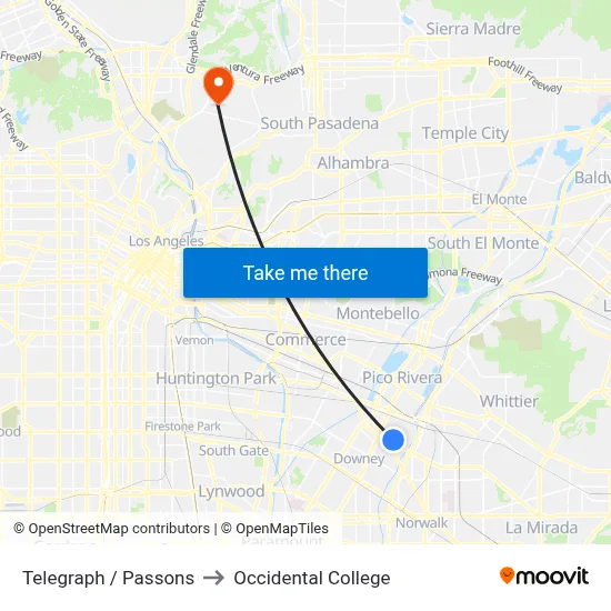 Telegraph / Passons to Occidental College map