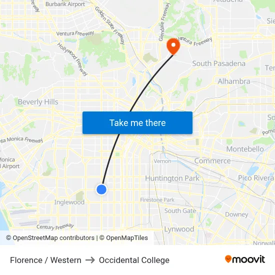 Florence / Western to Occidental College map
