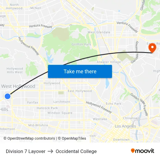 Division 7 Layover to Occidental College map