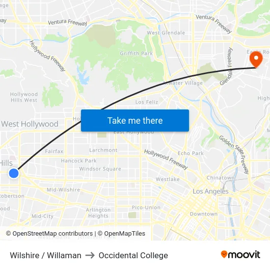 Wilshire / Willaman to Occidental College map