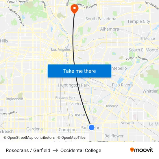 Rosecrans / Garfield to Occidental College map