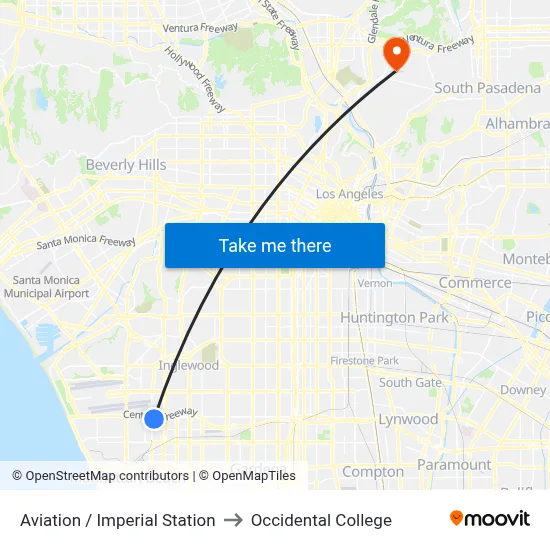 Aviation / Imperial Station to Occidental College map