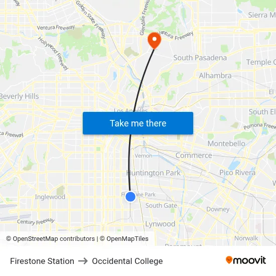 Firestone Station to Occidental College map
