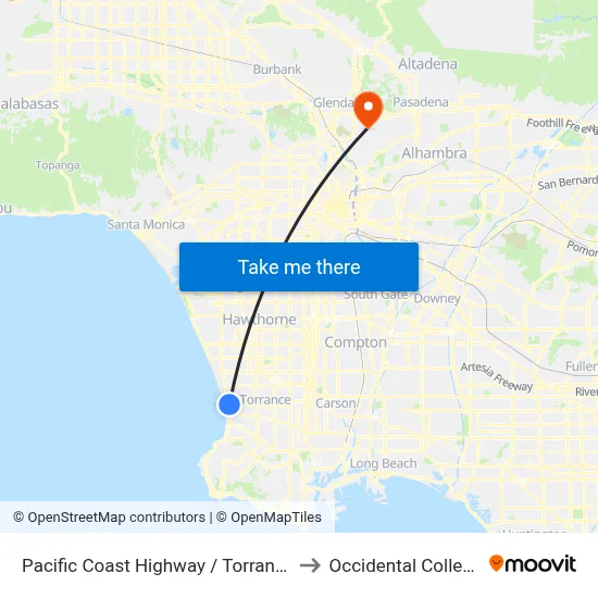 Pacific Coast Highway / Torrance to Occidental College map
