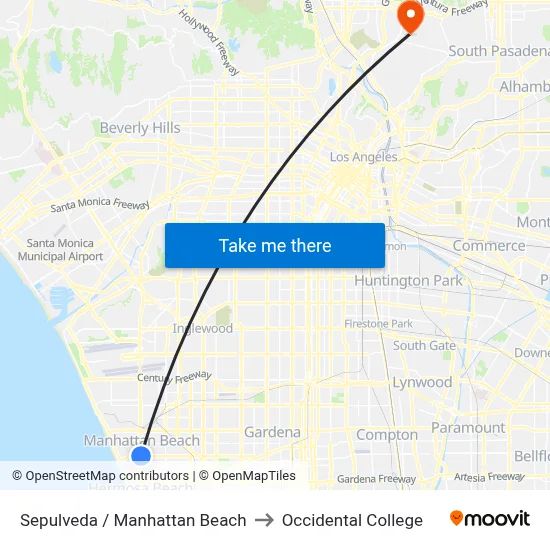 Sepulveda / Manhattan Beach to Occidental College map