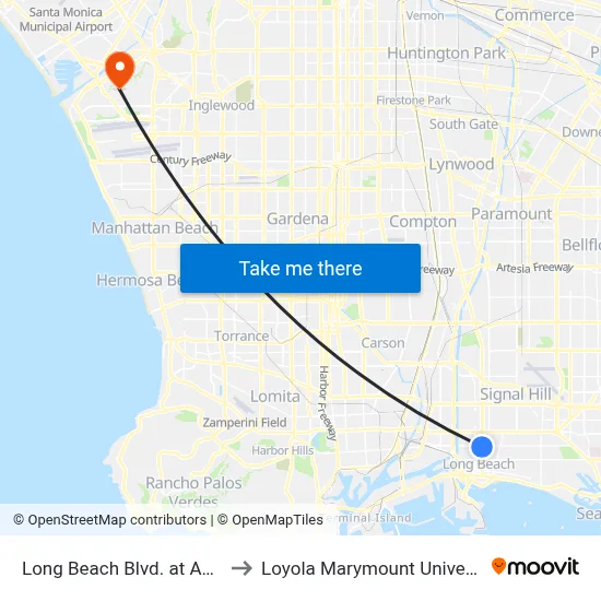 Long Beach Blvd. at Anaheim St. to Loyola Marymount University (LMU) map