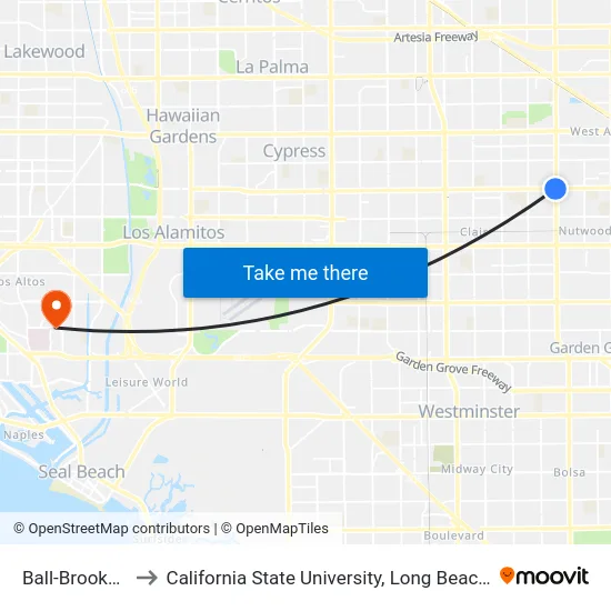 Ball-Brookhurst to California State University, Long Beach (CSULB) map