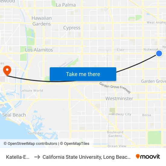Katella-Euclid to California State University, Long Beach (CSULB) map
