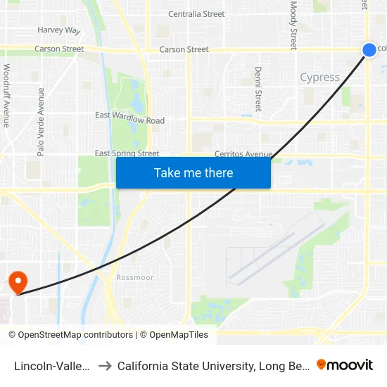 Lincoln-Valley View to California State University, Long Beach (CSULB) map