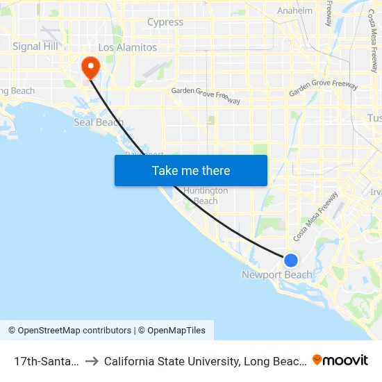17th-Santa Ana to California State University, Long Beach (CSULB) map