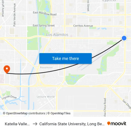Katella-Valley View to California State University, Long Beach (CSULB) map