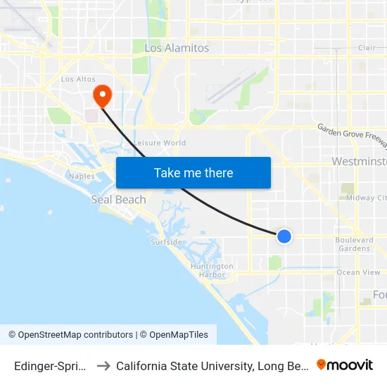 Edinger-Springdale to California State University, Long Beach (CSULB) map