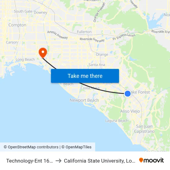 Technology-Ent 16 Technology to California State University, Long Beach (CSULB) map