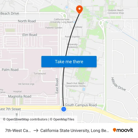 7th-West Campus to California State University, Long Beach (CSULB) map