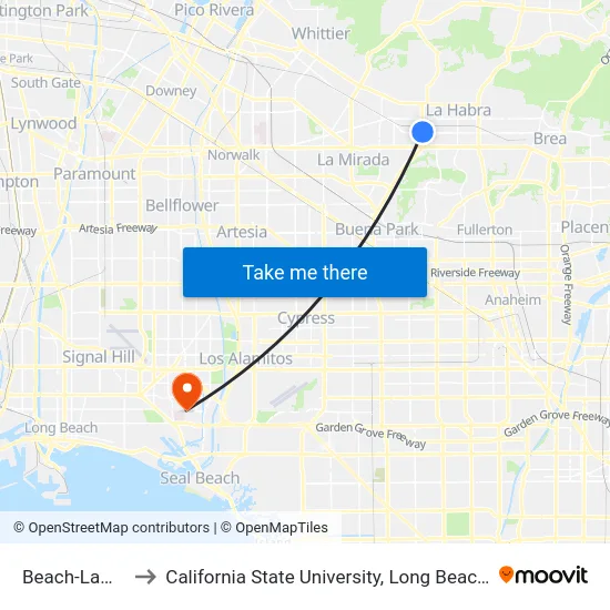 Beach-Lambert to California State University, Long Beach (CSULB) map