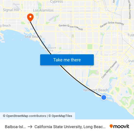 Balboa-Island to California State University, Long Beach (CSULB) map