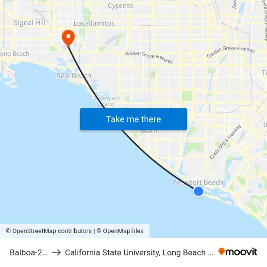 Balboa-23rd to California State University, Long Beach (CSULB) map