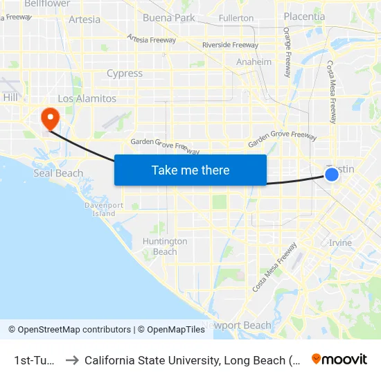 1st-Tustin to California State University, Long Beach (CSULB) map