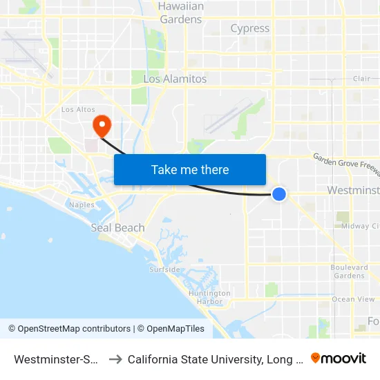 Westminster-Springdale to California State University, Long Beach (CSULB) map