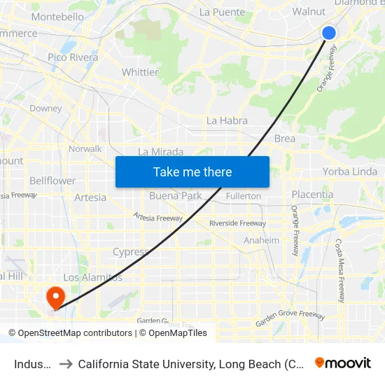Industry to California State University, Long Beach (CSULB) map